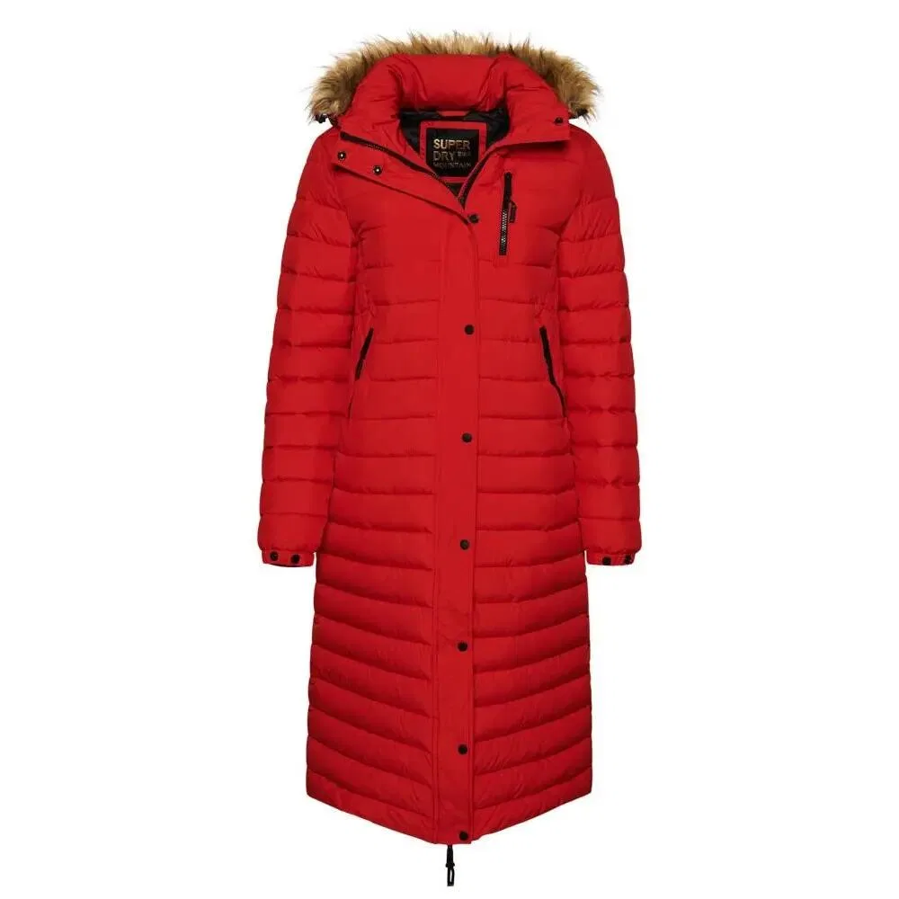 Женская длинная стеганая куртка с капюшоном Superdry Fuji, Rot