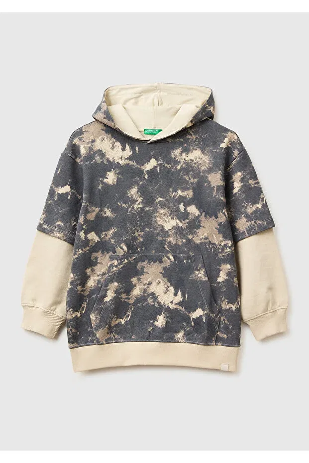 Детское худи для мальчиков с принтом United Colors Of Benetton, Anthracite Mix