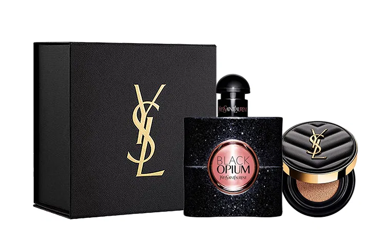 Женский парфюмерный набор Black Opium с тональной подушечкой, Yves Saint Laurent, Black Opium
