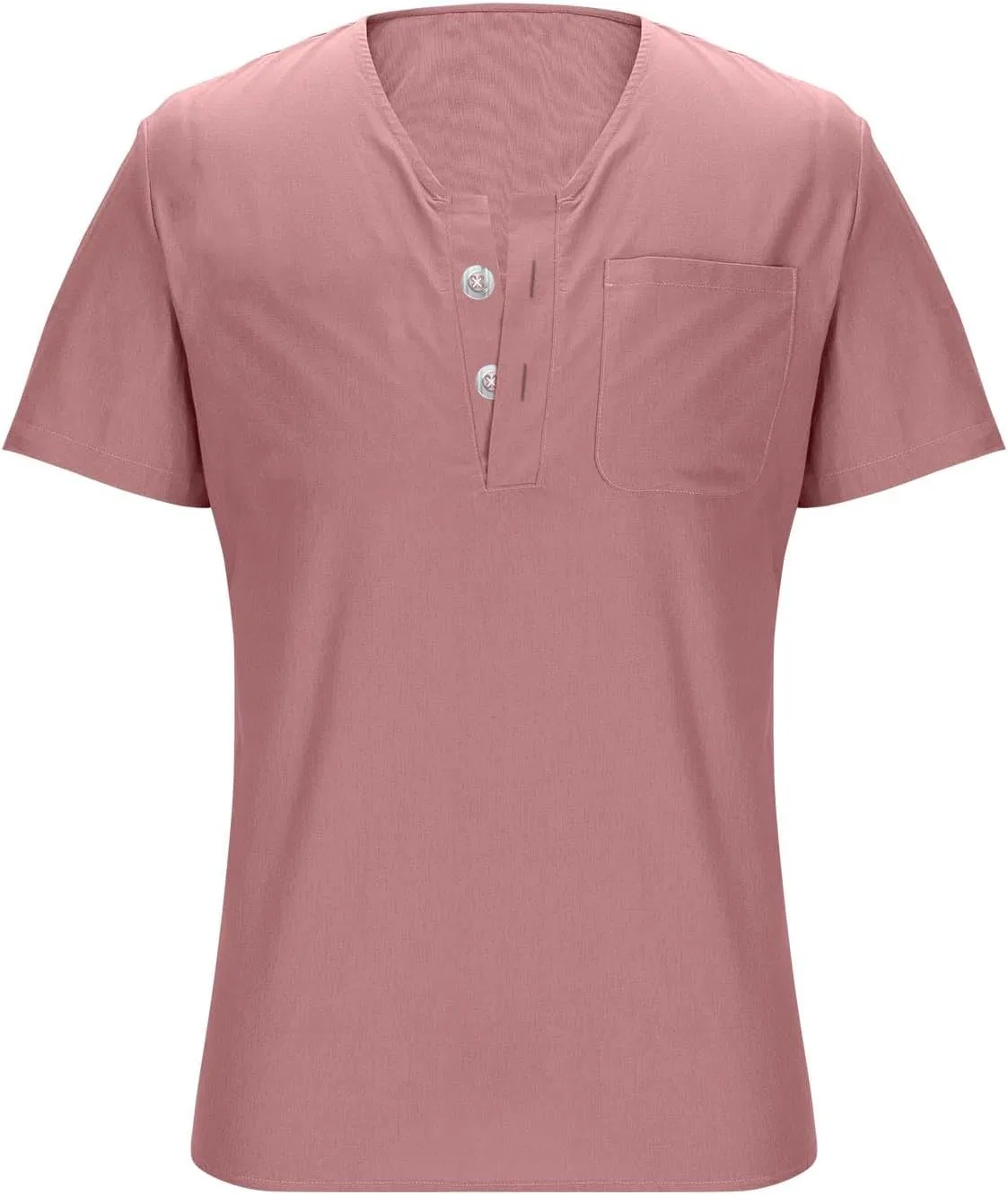 Мужская свободная футболка-поло Henley с коротким рукавом, Pink — фото 3