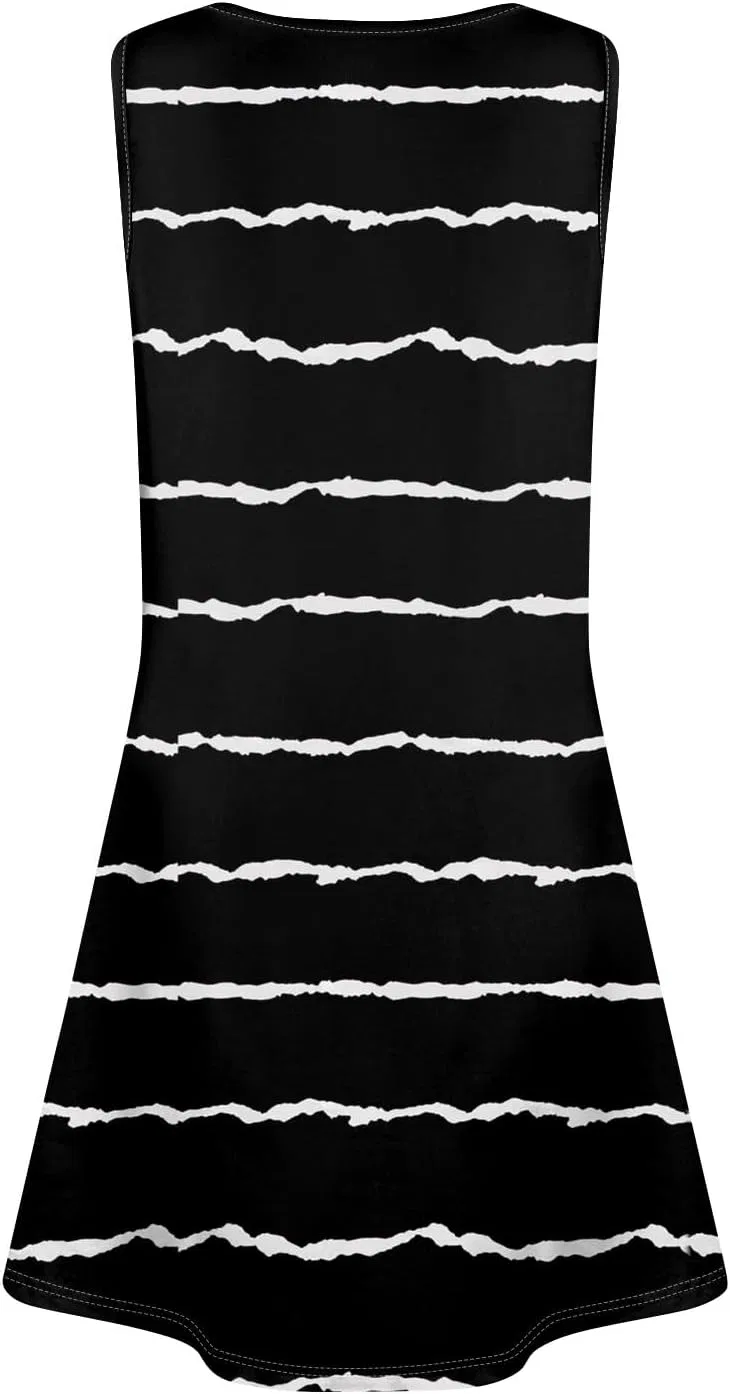 Женское повседневное платье с цветочным принтом Sleeveless Loose Fit, Black — фото 4