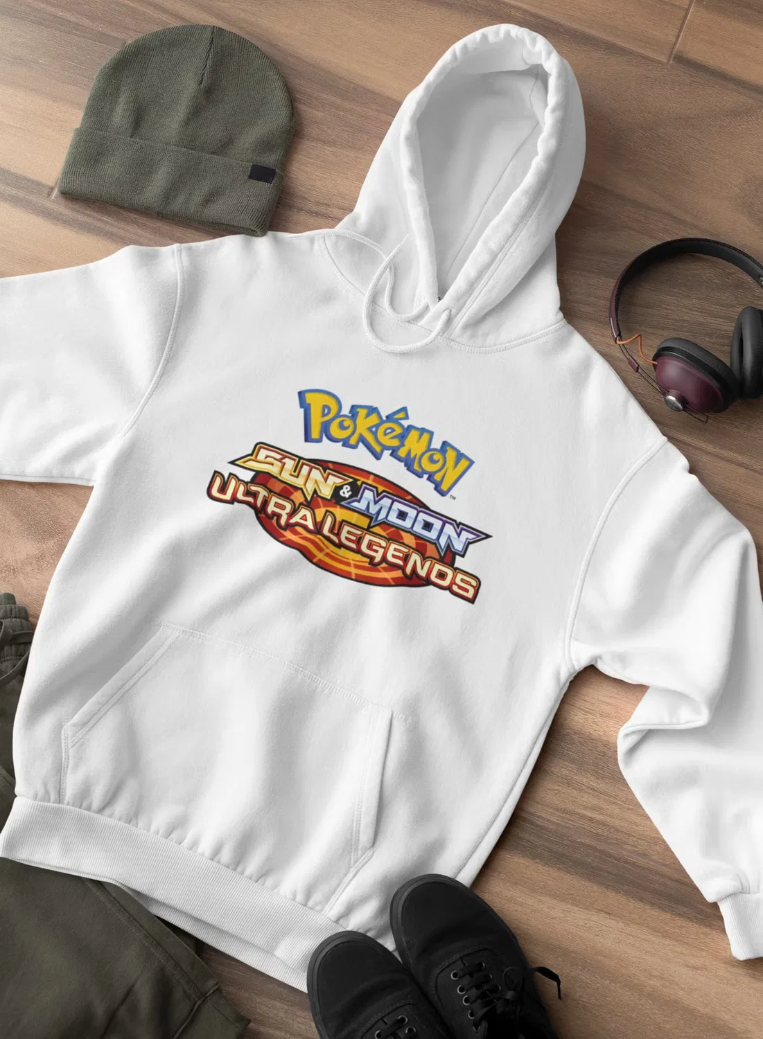 Худи с капюшоном и принтом Pokémon sun and moon ultra legends Zoom, белый