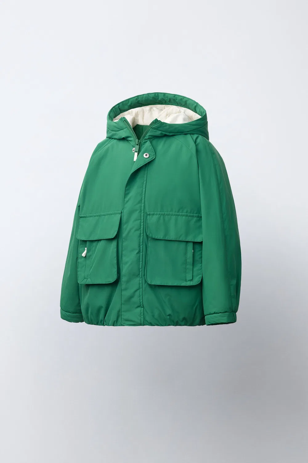 Водоотталкивающая парка с контрастными деталями. ZARA, Green — фото 2
