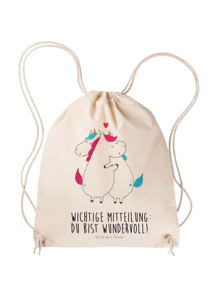 

Спортивная сумка Mr & Mrs Panda Sportbeutel Einhorn Mitteilung, кремовый, Бежевый, Спортивная сумка Mr & Mrs Panda Sportbeutel Einhorn Mitteilung, кремовый