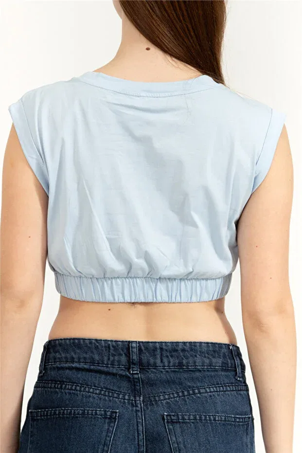 Женская футболка на тонких бретелях Emporio Armani, Light Blue — фото 4