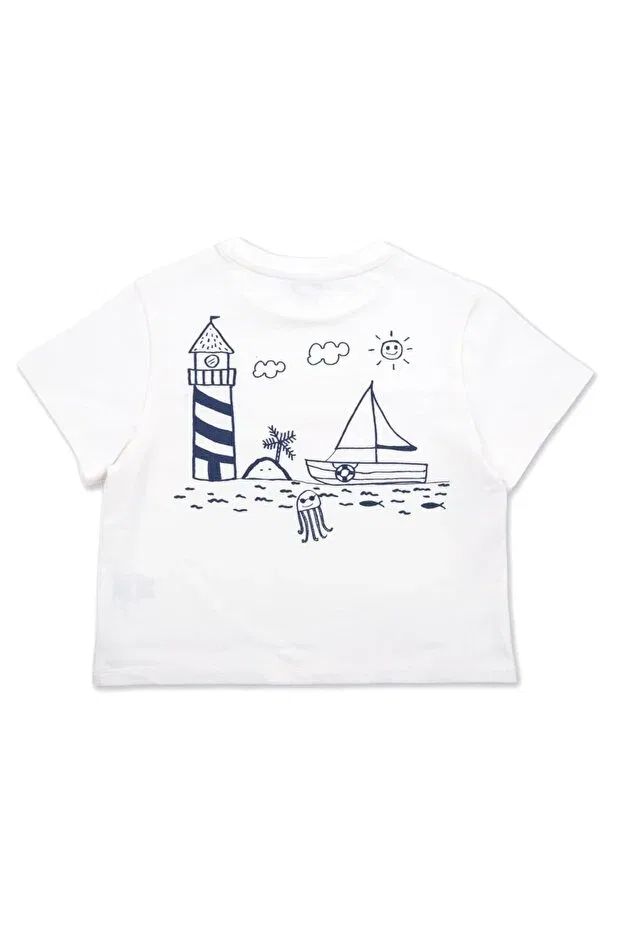 Детская футболка для мальчиков с принтом Organic White Little Boy's T-Shirt Ozmoz By Mukadder Özden, White — фото 4
