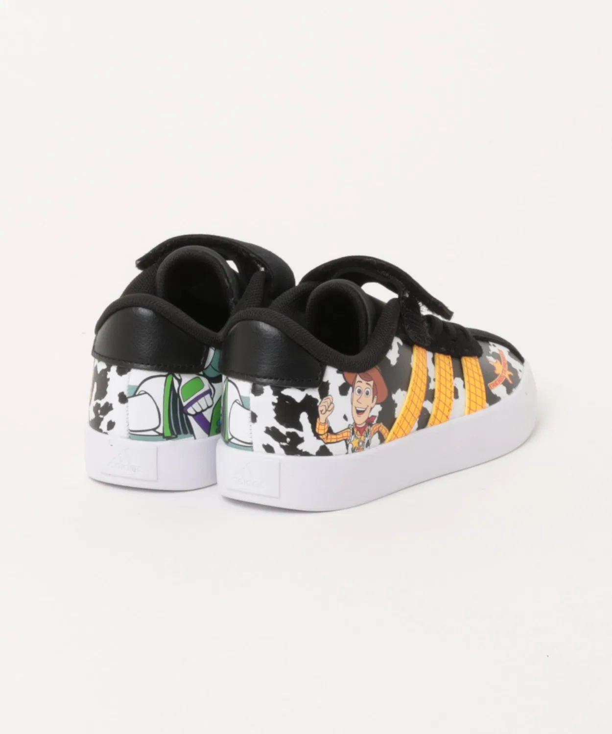 Детские кроссовки с принтом Toy Story Adidas VL COURT TOY STORY EL C, Black × Yellow — фото 2