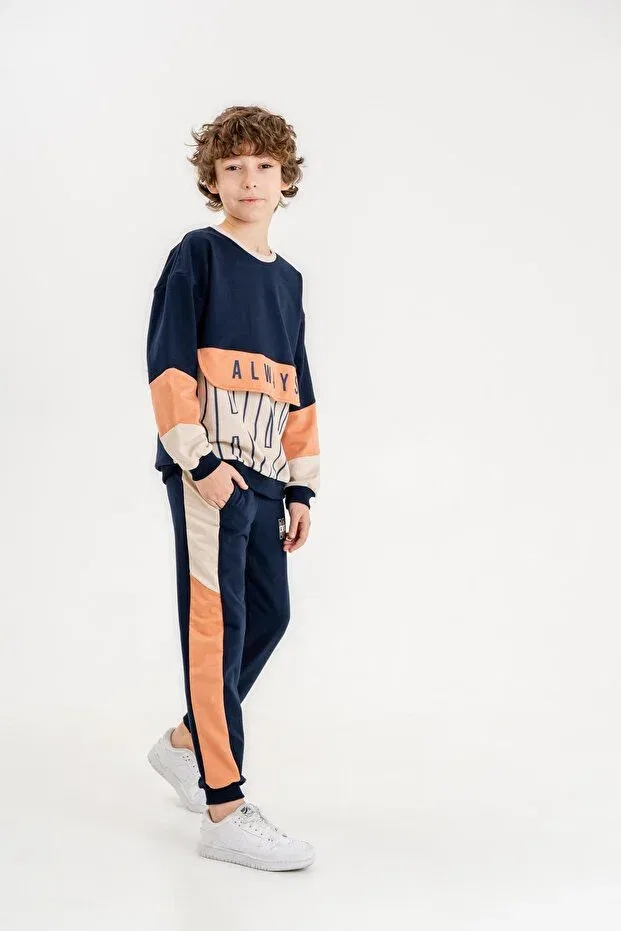 Детский спортивный комплект для мальчиков с принтом Always Brave Mışıl Kids, Navy Blue — фото 2