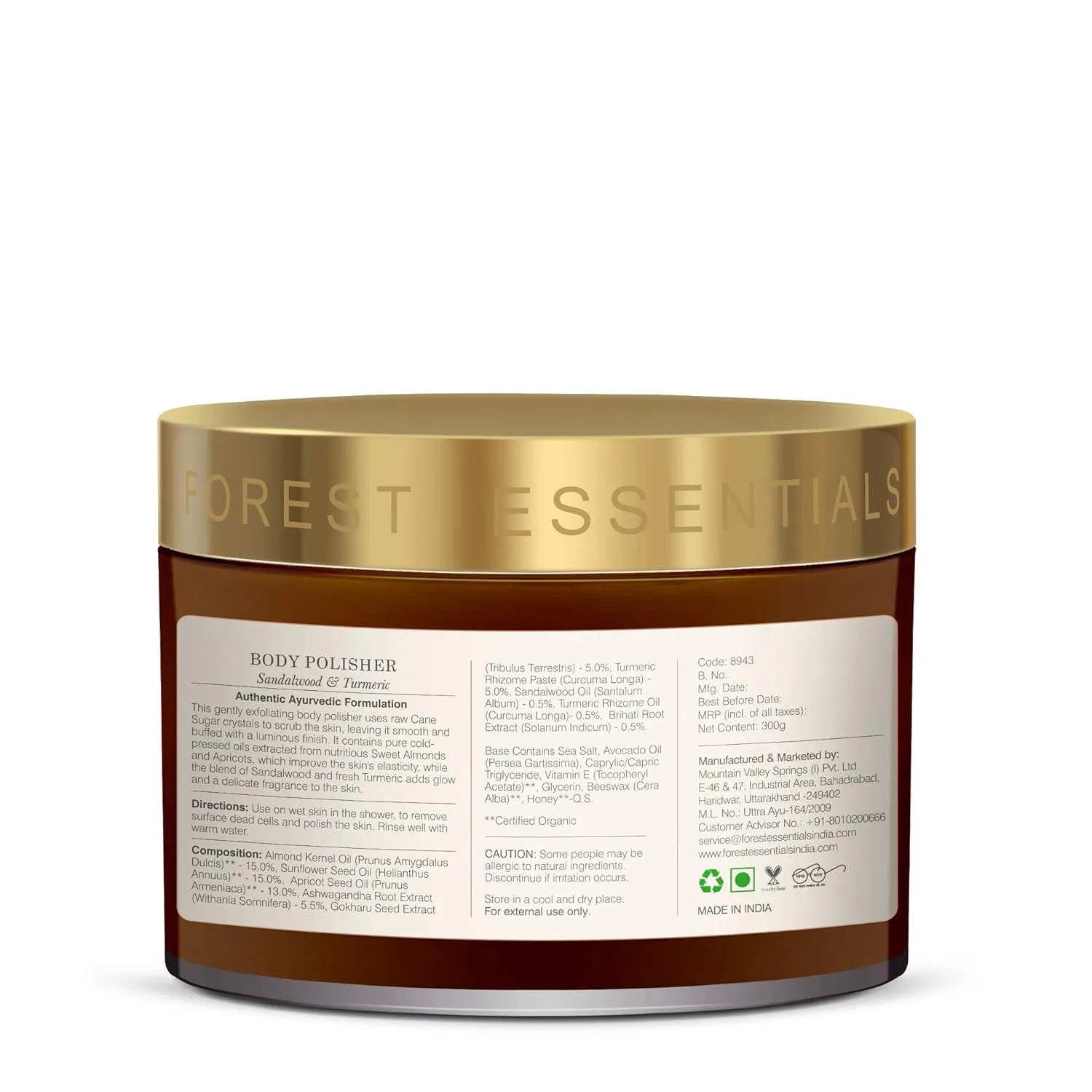 Скраб для тела Sandalwood and Turmeric, Forest Essentials, 300 мл, Sandalwood — фото 3