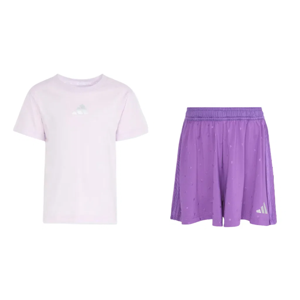 Детский спортивный комплект с умеренной растяжимостью Adidas, Ice Lavender/Silver Metallic-2 Pack