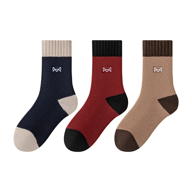 Детские носки-миди с принтом, комплект из 3 пар, 3 Pack (Camel+Rusty Red+Navy Blue), MIIOW