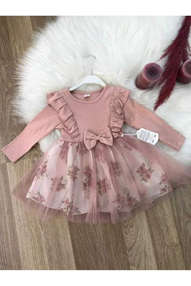 Детское платье для девочек с длинным рукавом Retro Women, Pink — фото 3