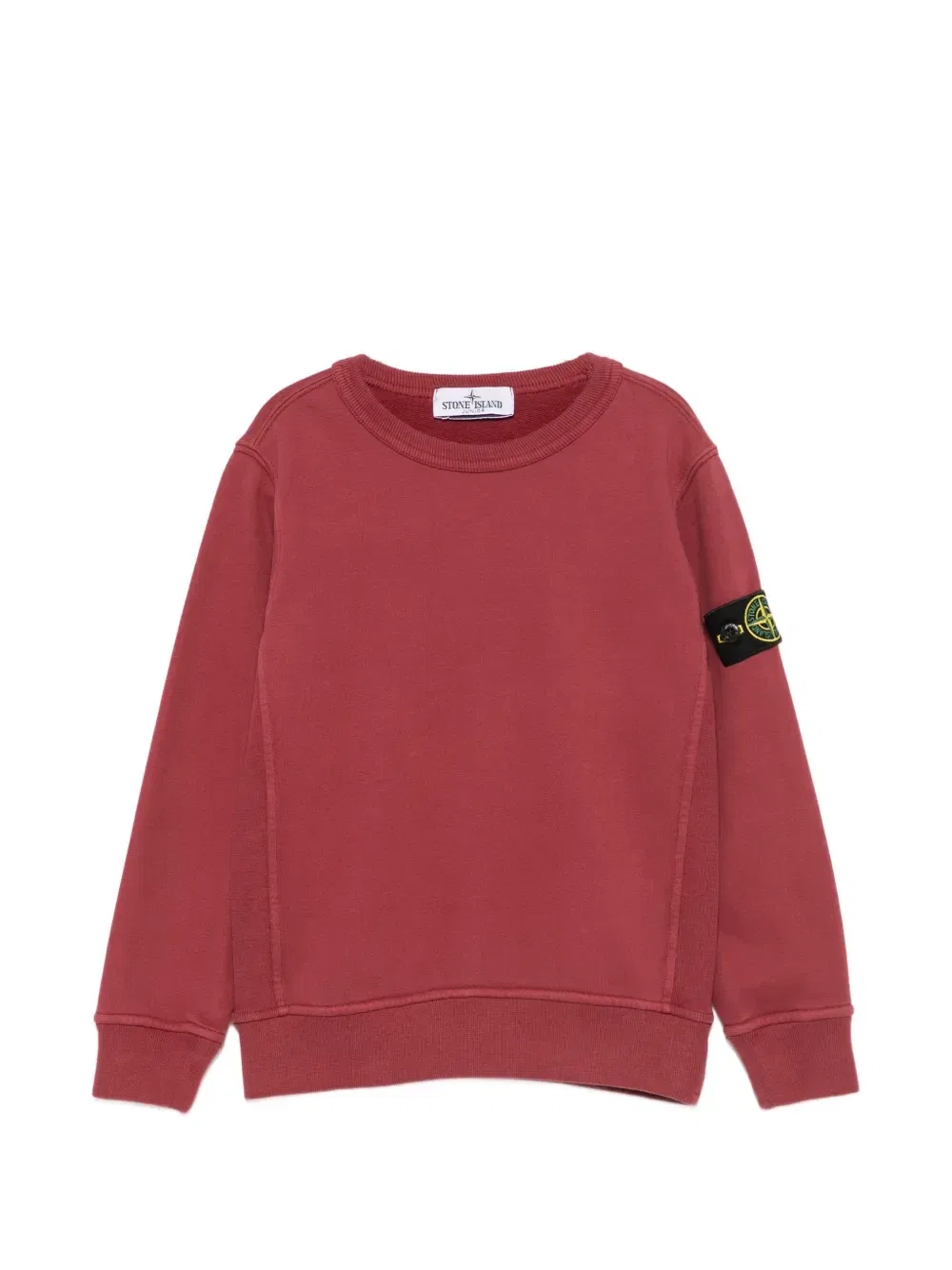 Хлопковый свитшот с нашивкой-логотипом Stone Island Junior, красный