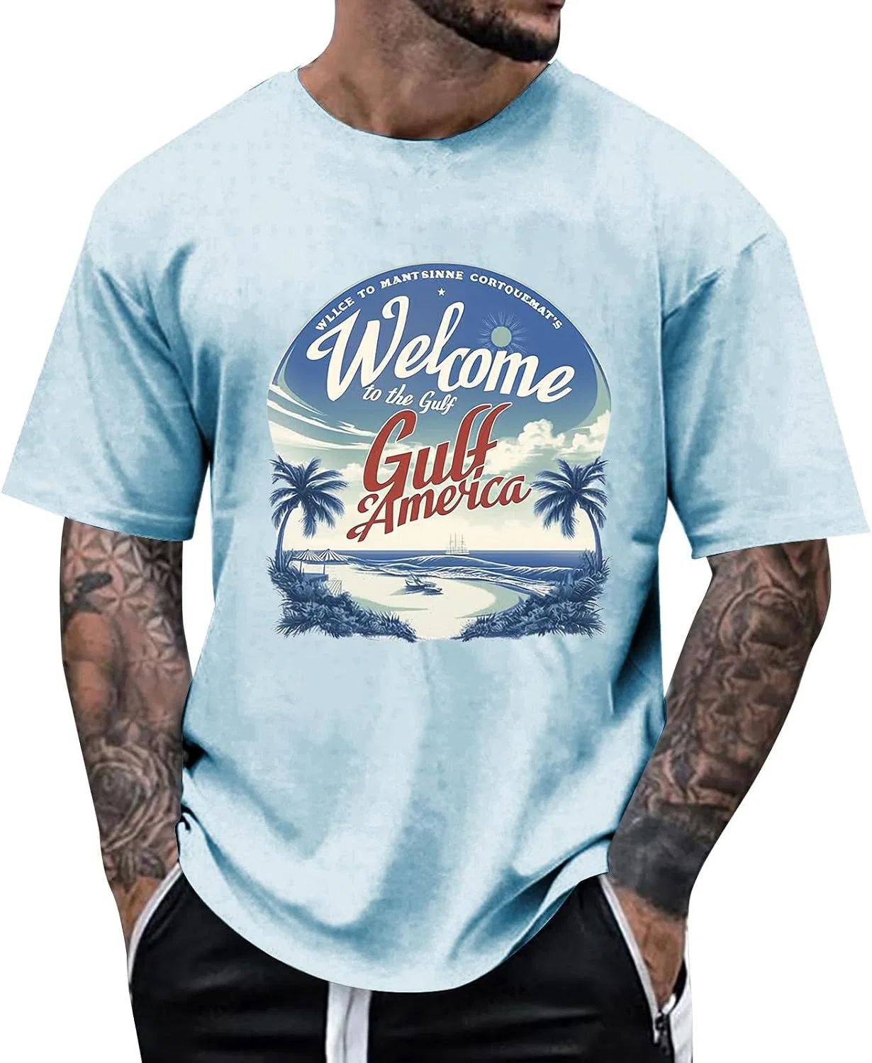 Мужская футболка с графическим принтом Regular Fit, Light Blue — фото 2