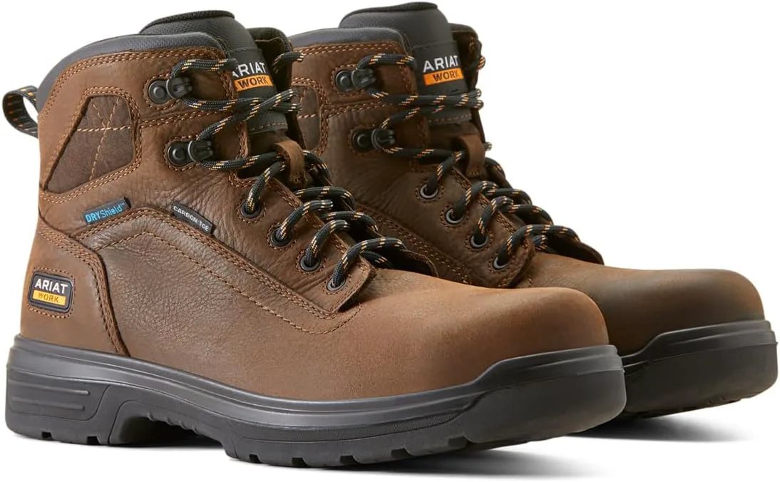 Мужские рабочие ботинки ARIAT Turbo 6” с водонепроницаемым верхом и углеродным носком - прочная кожа, коричневый — фото 4