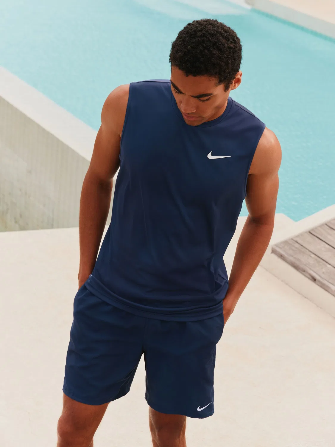 Рашгард без рукавов Nike Essentials, синий — фото 4