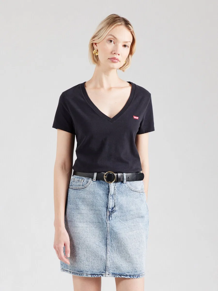 Футболка LEVI'S «Идеальный V-образный вырез» черного цвета — фото 2