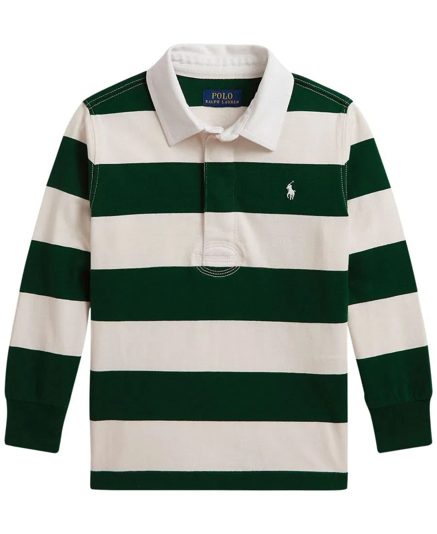 Детская рубашка-регби с длинным рукавом Iconic Long-Sleeve Rugby Shirt Polo Ralph Lauren, Hunter Green Nevis