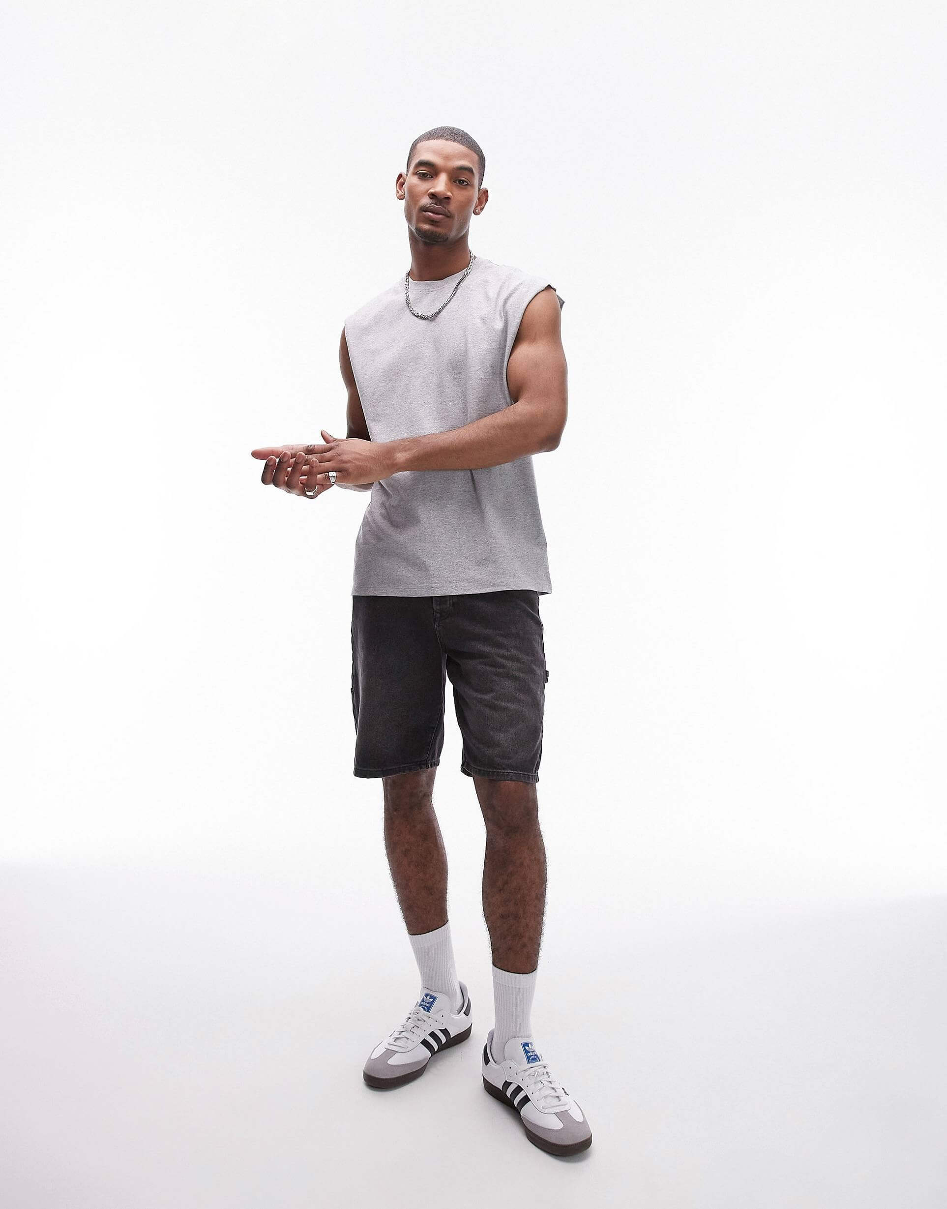 

Футболка без рукавов Topman Oversize, серый