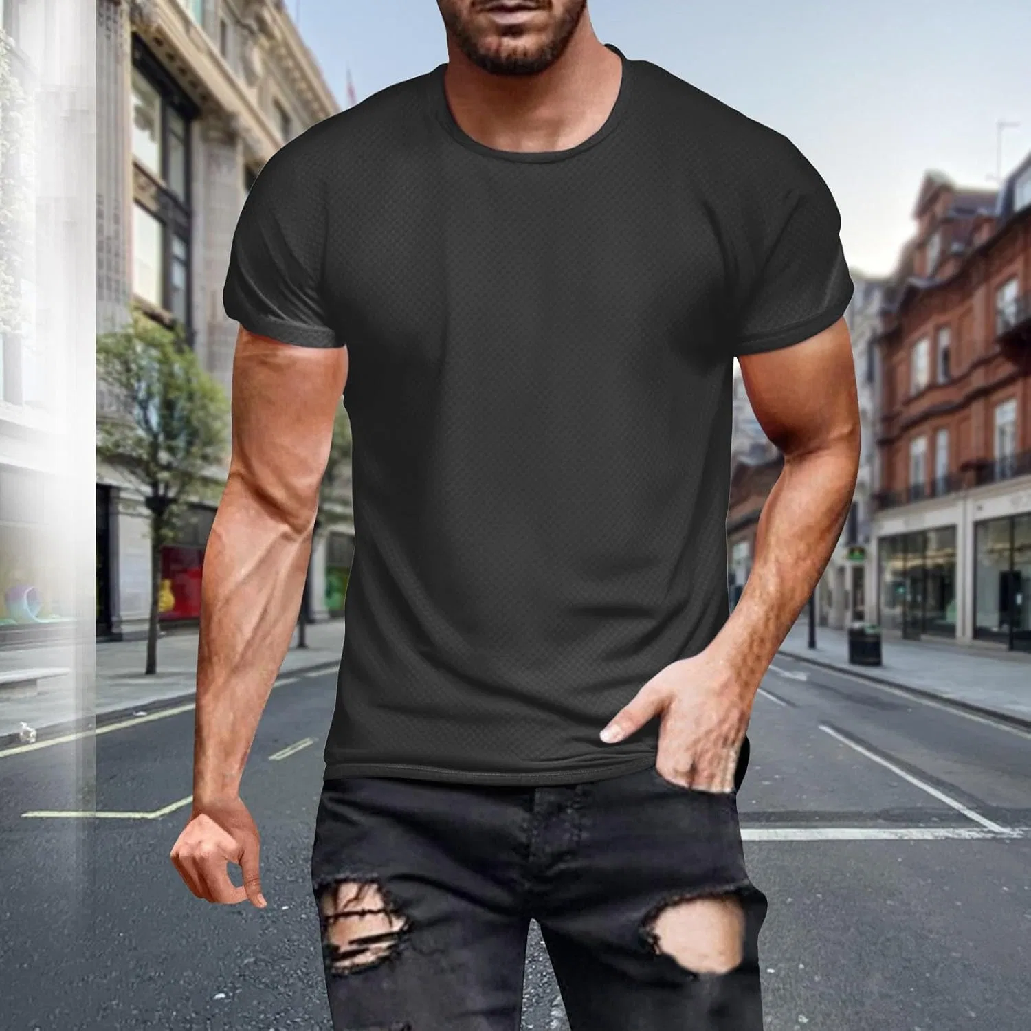 Мужская облегающая футболка для тренировок Muscle Workout Shirt, Black — фото 2