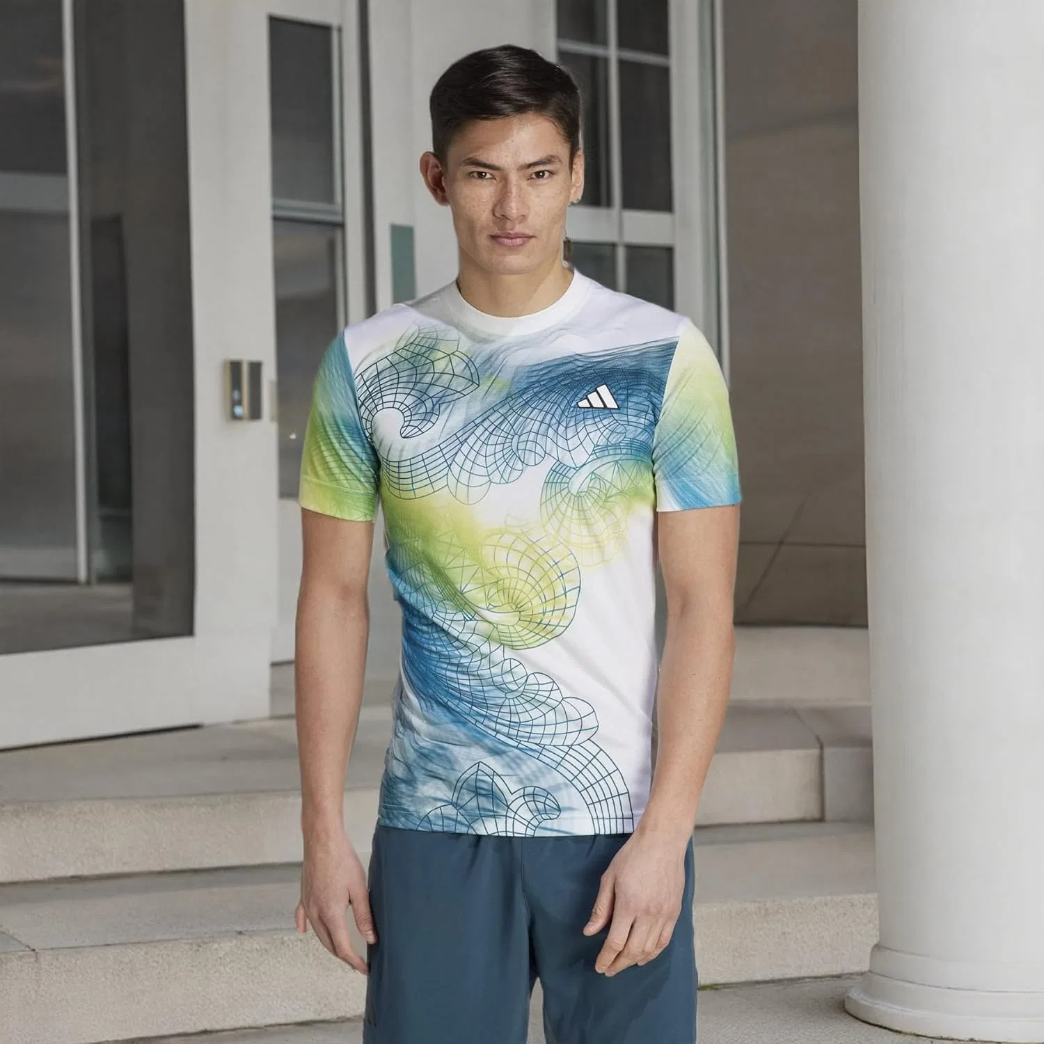 Женская футболка Freelift Tennis US Series Printed adidas, White/Lucid Lemon/Arctic Fusion — фото 4