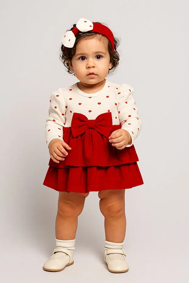 Детский комплект для девочек с принтом Chicsy Baby, Red — фото 4