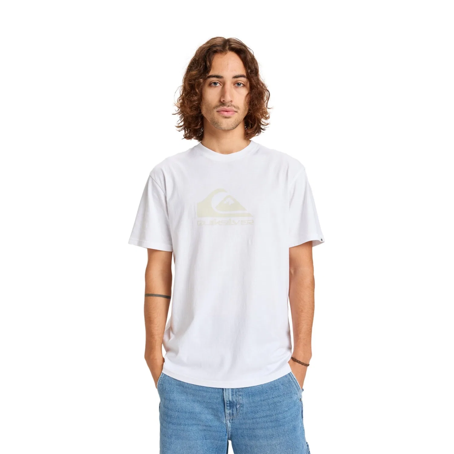 Детская хлопковая футболка с принтом Ev Comp Logo Quiksilver, White