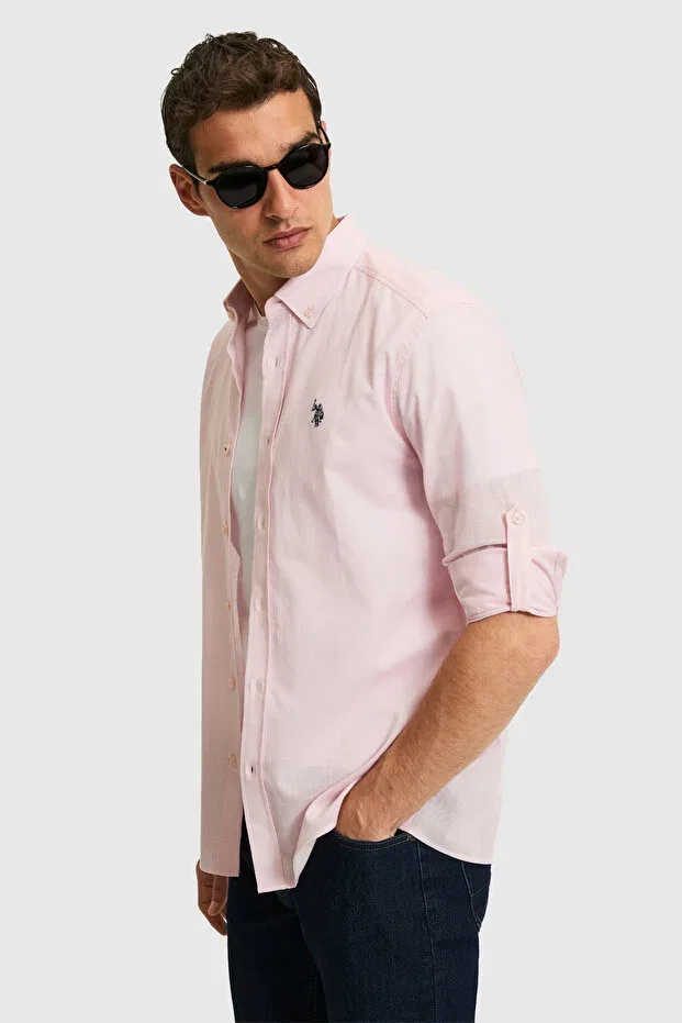 Мужская рубашка с длинным рукавом U.S. Polo Assn., Light Pink — фото 3