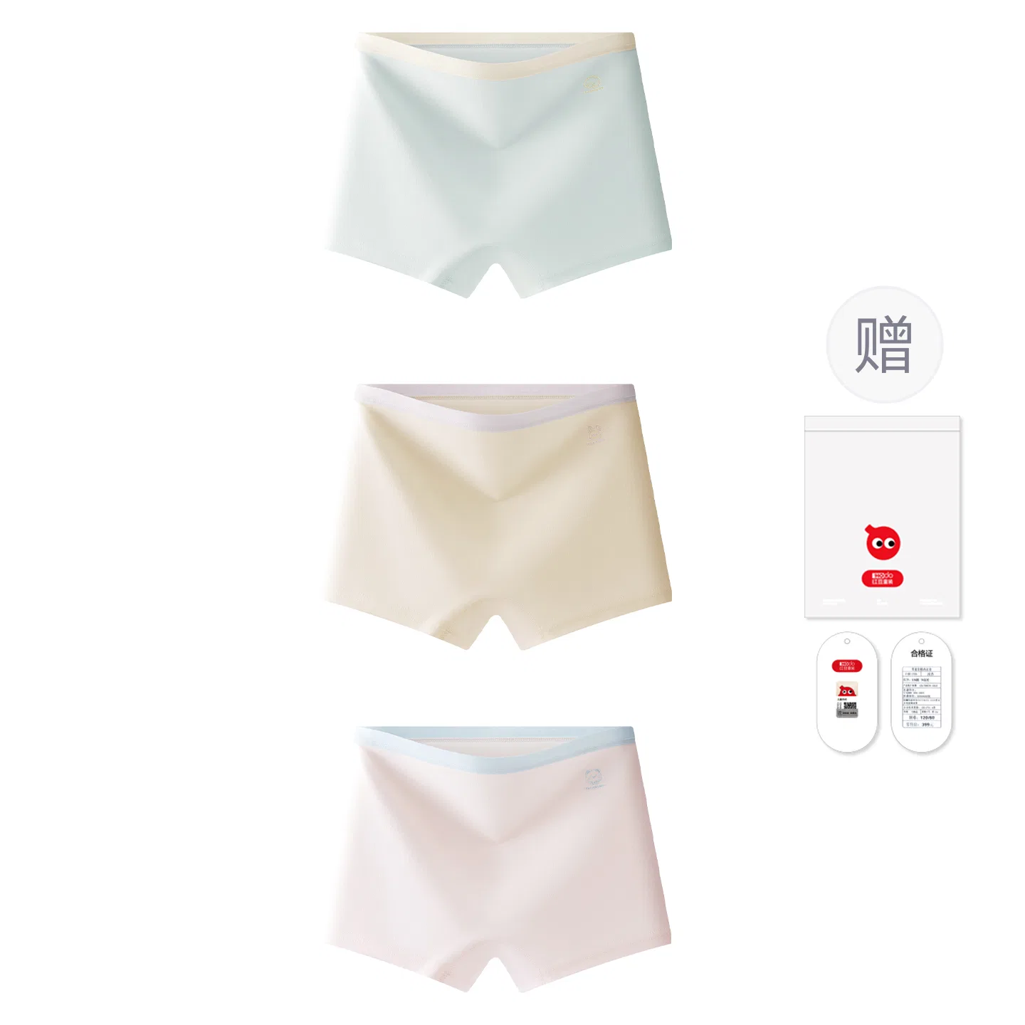 Детские трусы для девочек хлопковые Red Bean, 3 шт, Light Green Light Yellow Fresh Pink