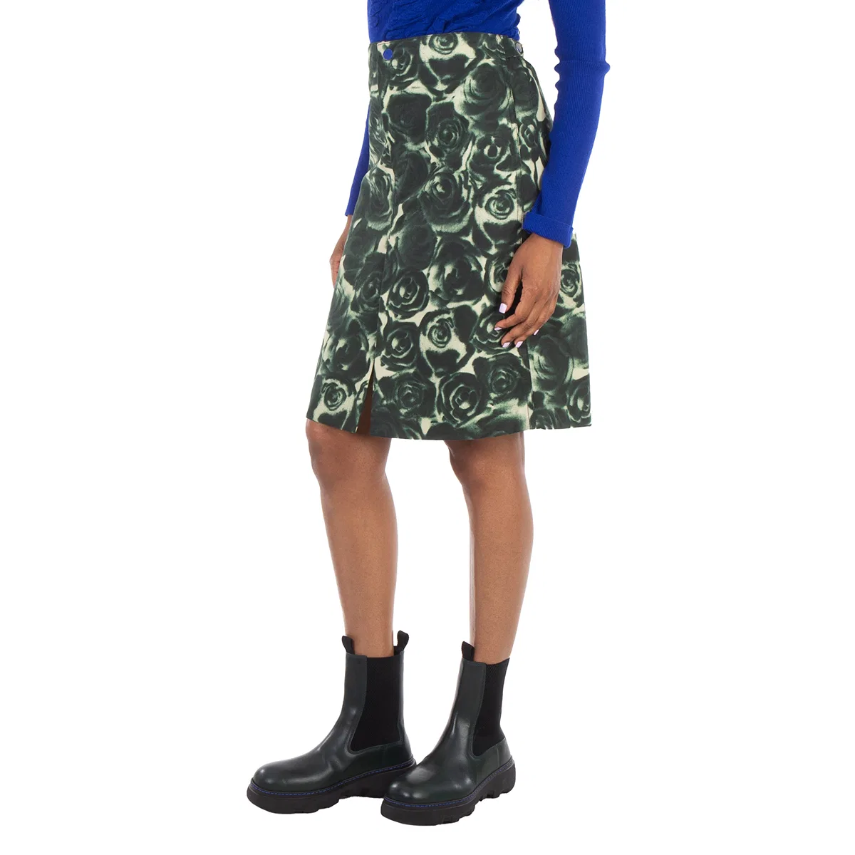Юбка из вощеного хлопка с цветочным принтом Floral Print Waxed Cotton Skirt Burberry, Pink — фото 2