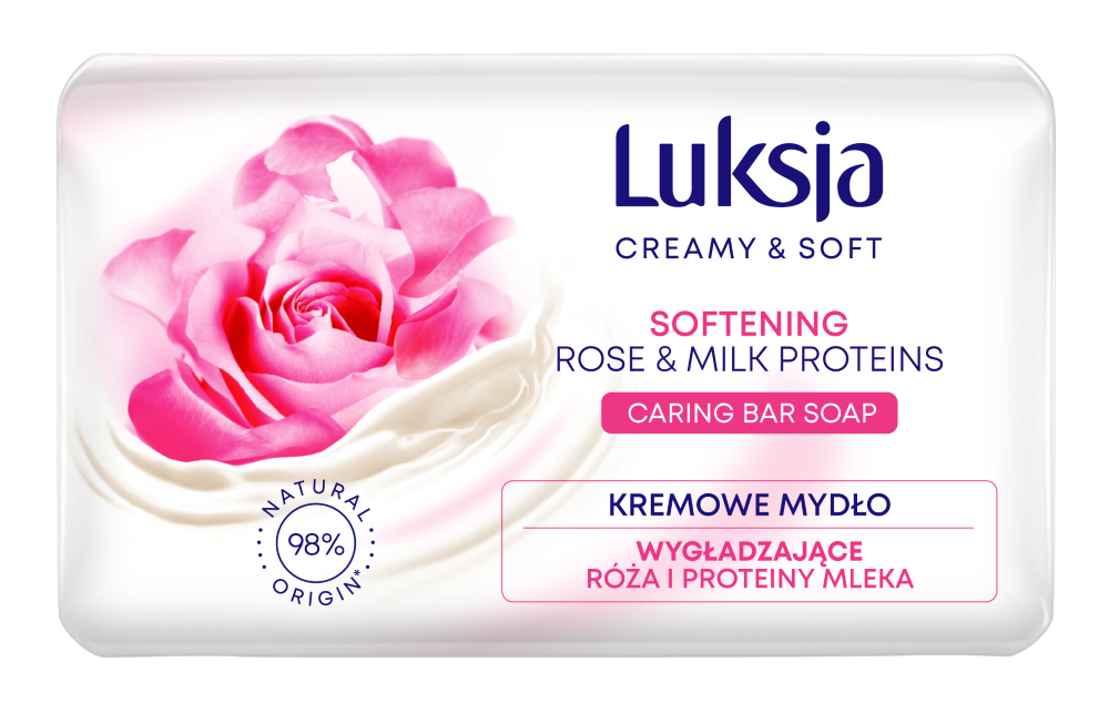 Luksja Creamy & Soft твердое сливочное мыло роза и молочные протеины, 90 г - фото