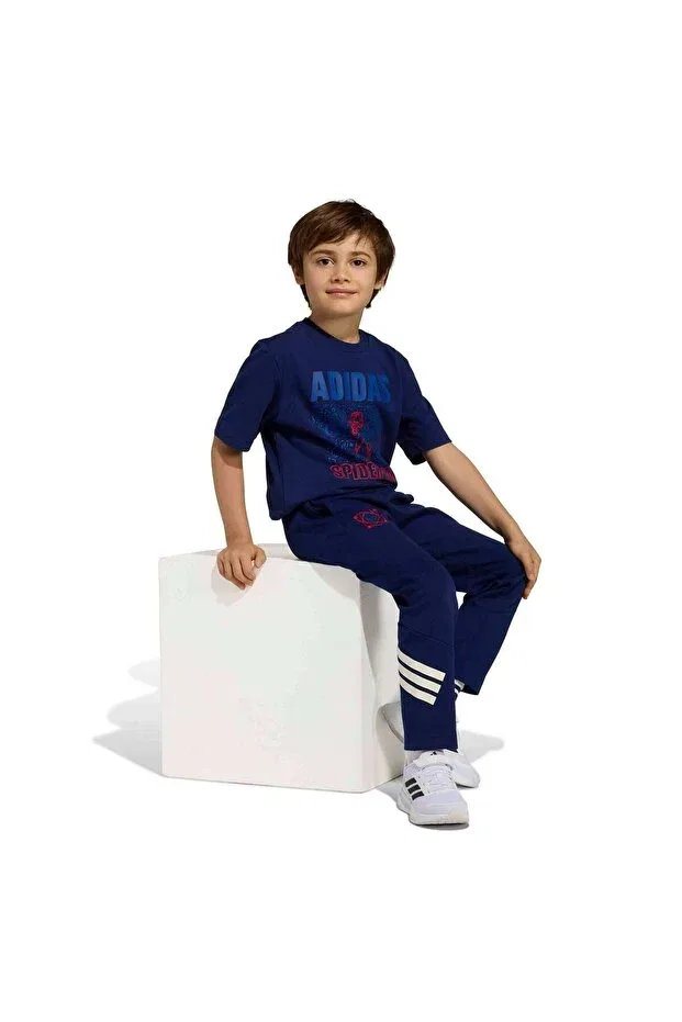 Детские спортивные штаны для девочек однотонные Adidas, Navy Blue — фото 3