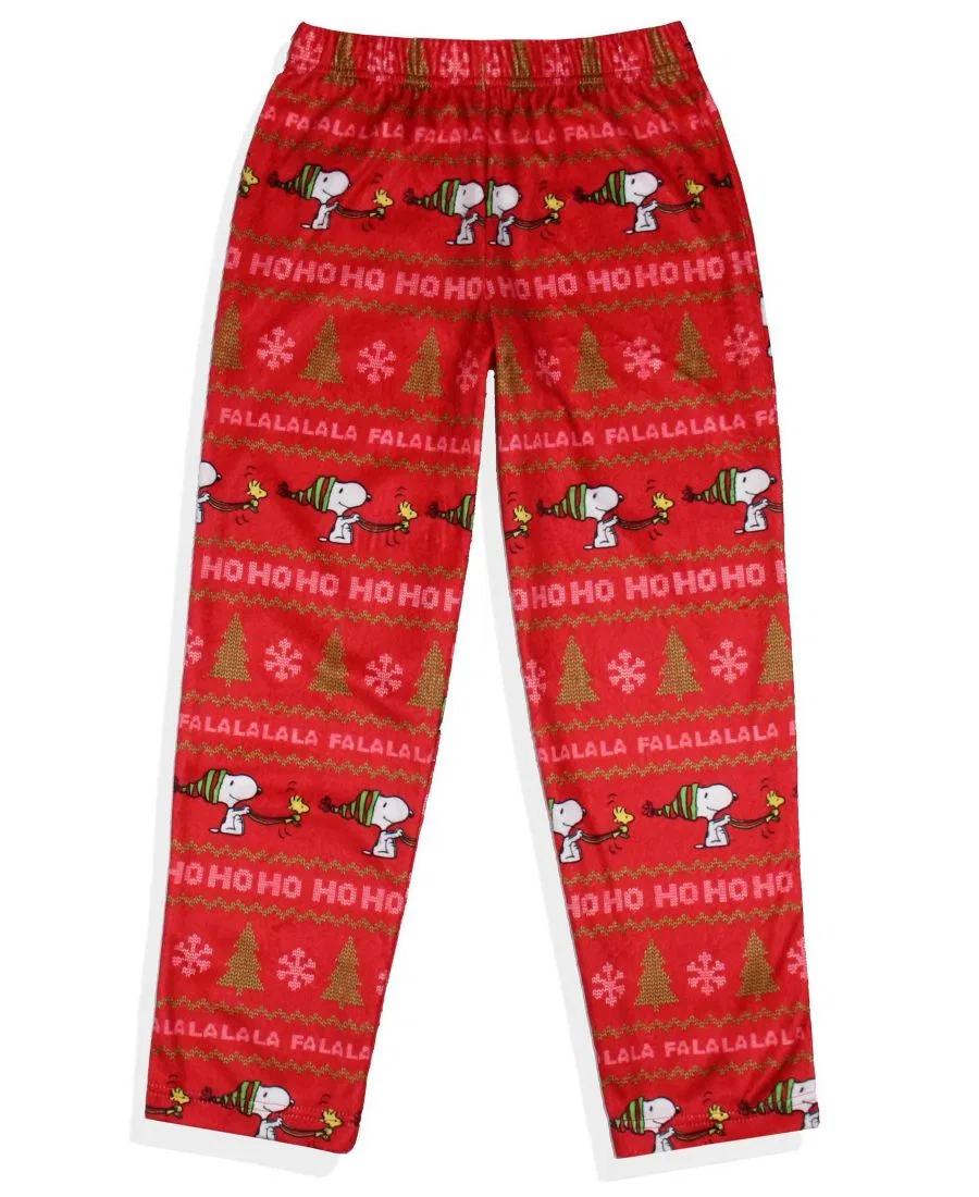 Пижамные штаны с принтом Snoopy Snoopy Girl's Christmas Sweater Sleep Tossed Print Pajama Pants For Kids Peanuts