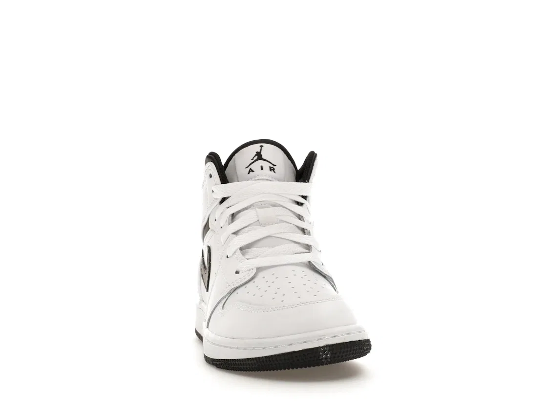 Детские кроссовки с перфорированным носком Jordan 1 Mid Jordan, White/Black/White/Black — фото 2