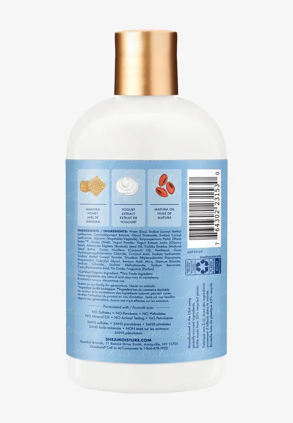 Шампунь для поврежденных волос Manuka Honey & Yogurt Hydrate & Repair Sheamoisture 384 мл — фото 3