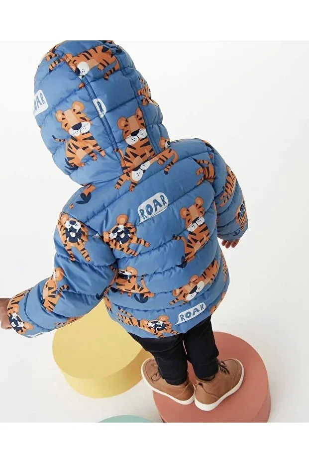 Детское пальто для девочек с принтом Roar kaplan coat Hulohoopbaby, Blue — фото 3