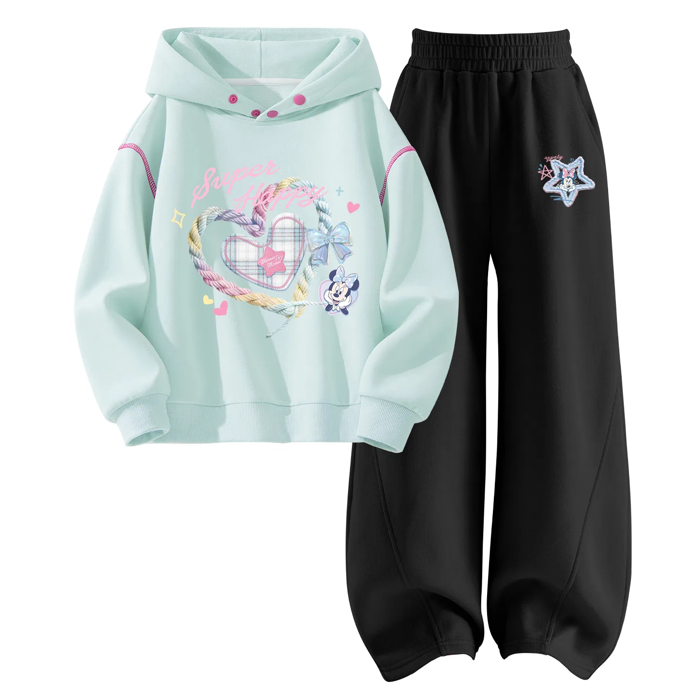 Детский комплект спортивной одежды с капюшоном, с принтом, Disney, Clearwater Blue/Black — фото 3