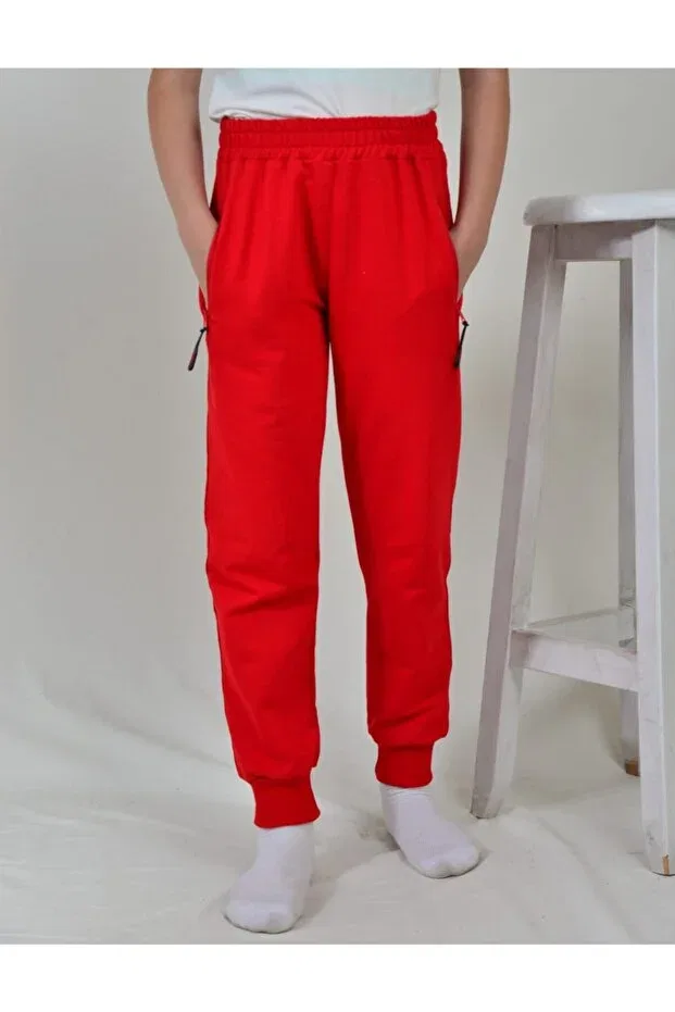 Детские спортивные штаны для девочек однотонные Kidspitircik, Red — фото 3