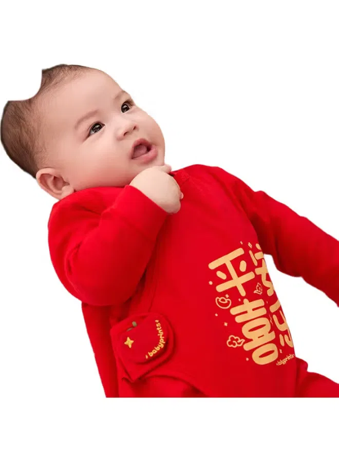 Боди-комбинезон с длинным рукавом Joyful Newborn Babyprints, красный — фото 2