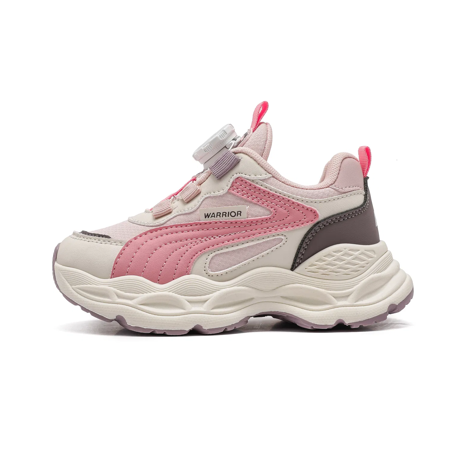 Детские повседневные кроссовки с синтетической кожи WARRIOR, Pink/Beige/Silver Gray — фото 3