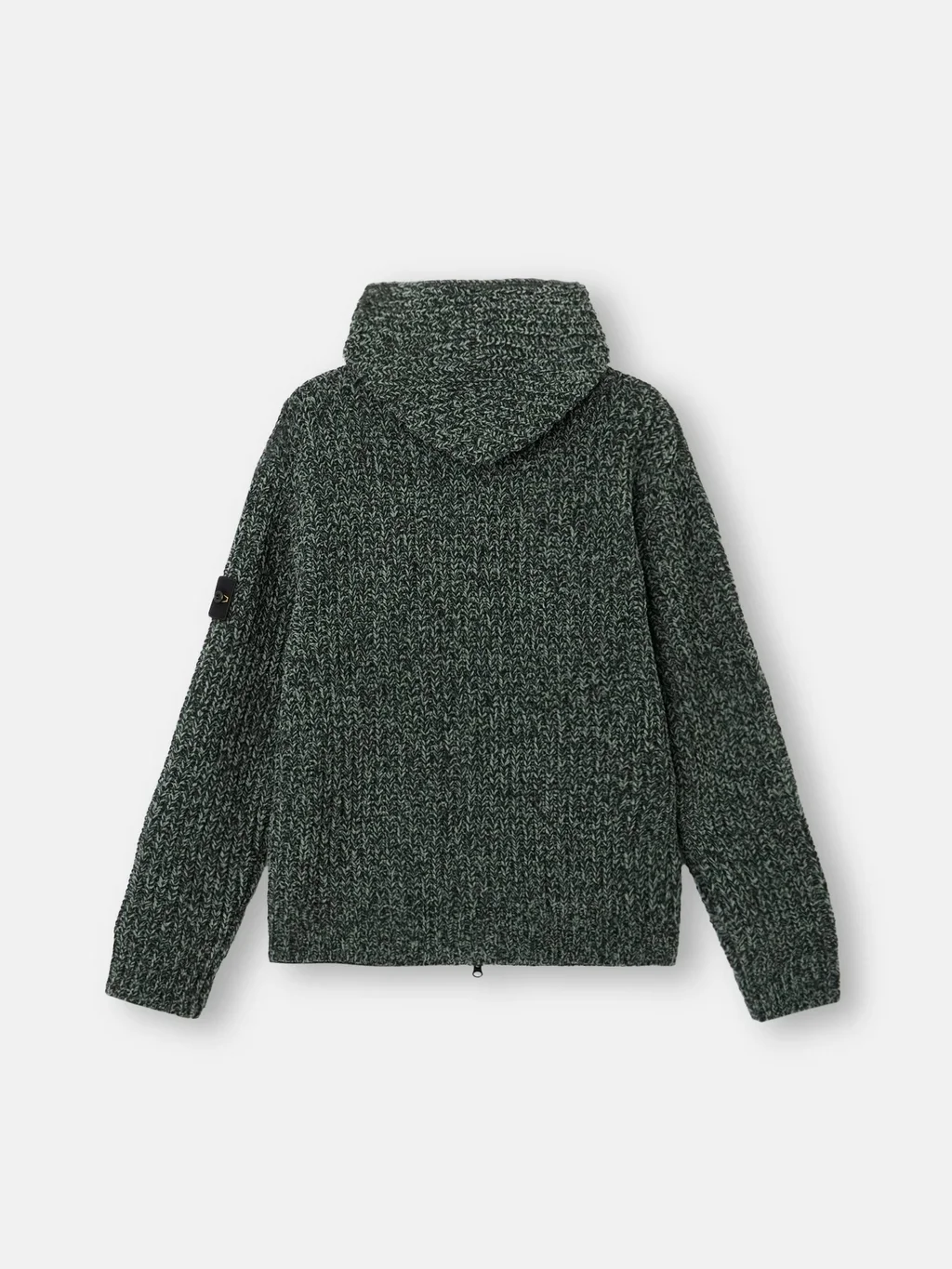 Мужской вязаный свитер Stone Island Loose-fit Zip-up With Pockets, темно-зеленый меланж — фото 4