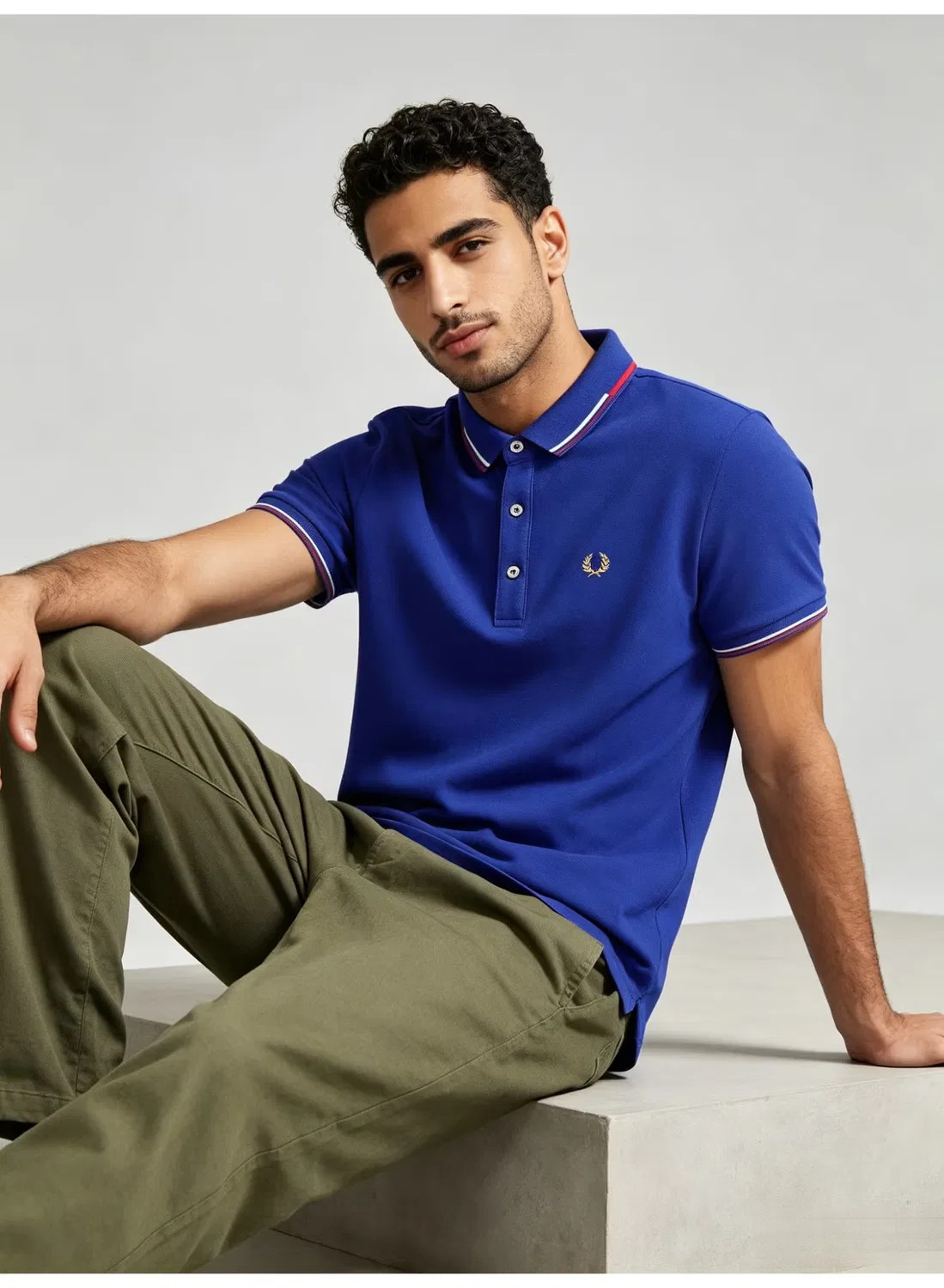 Поло с контрастной отделкой, короткий рукав, Fred Perry, синий — фото 3