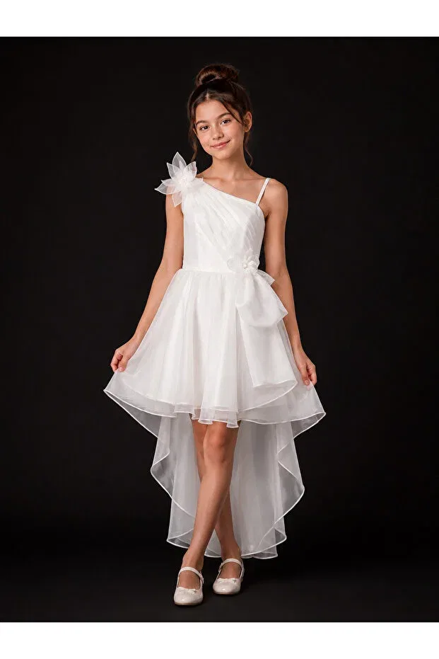 Детское платье для девочек без рукавов Custom Design Wedding Graduation Special Occasion Girls Evening Dress Milo, White — фото 2