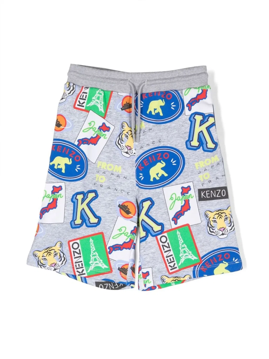 Шорты с принтом и боковой полосой Kenzo, серый