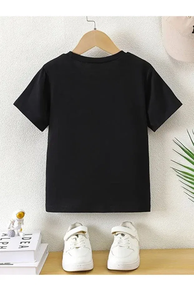 Детская футболка для девочек с принтом Haha, Black — фото 2
