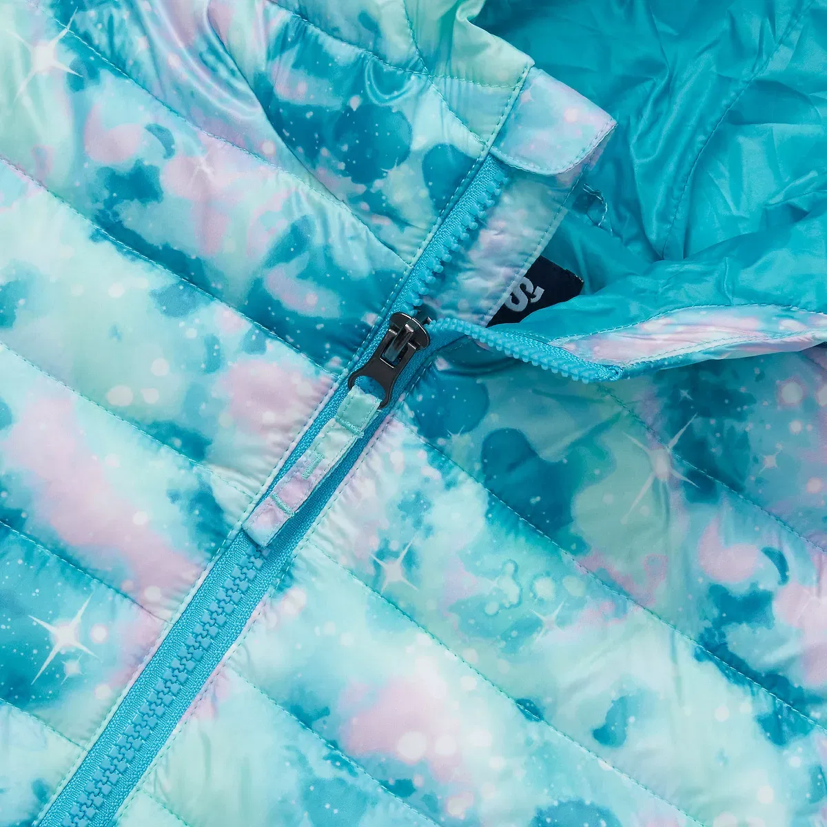 Детское пальто для девочек утепленное с капюшоном Lands' End, Aqua Glitter — фото 3