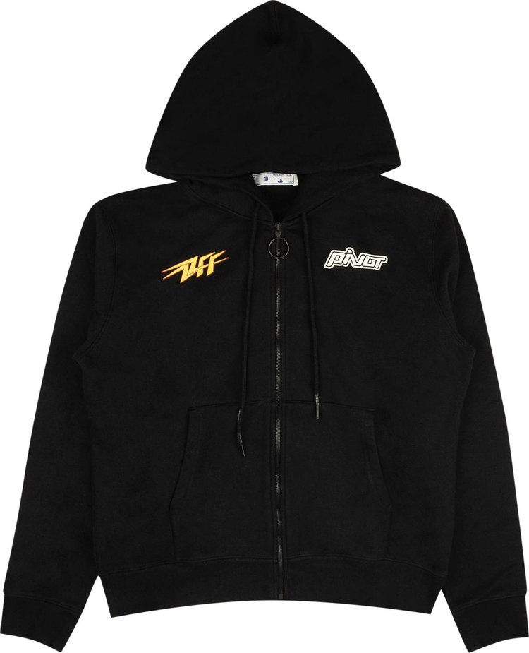 

Худи Off-White Thunder Slim Zip Hoodie 'Black/Yellow', черный