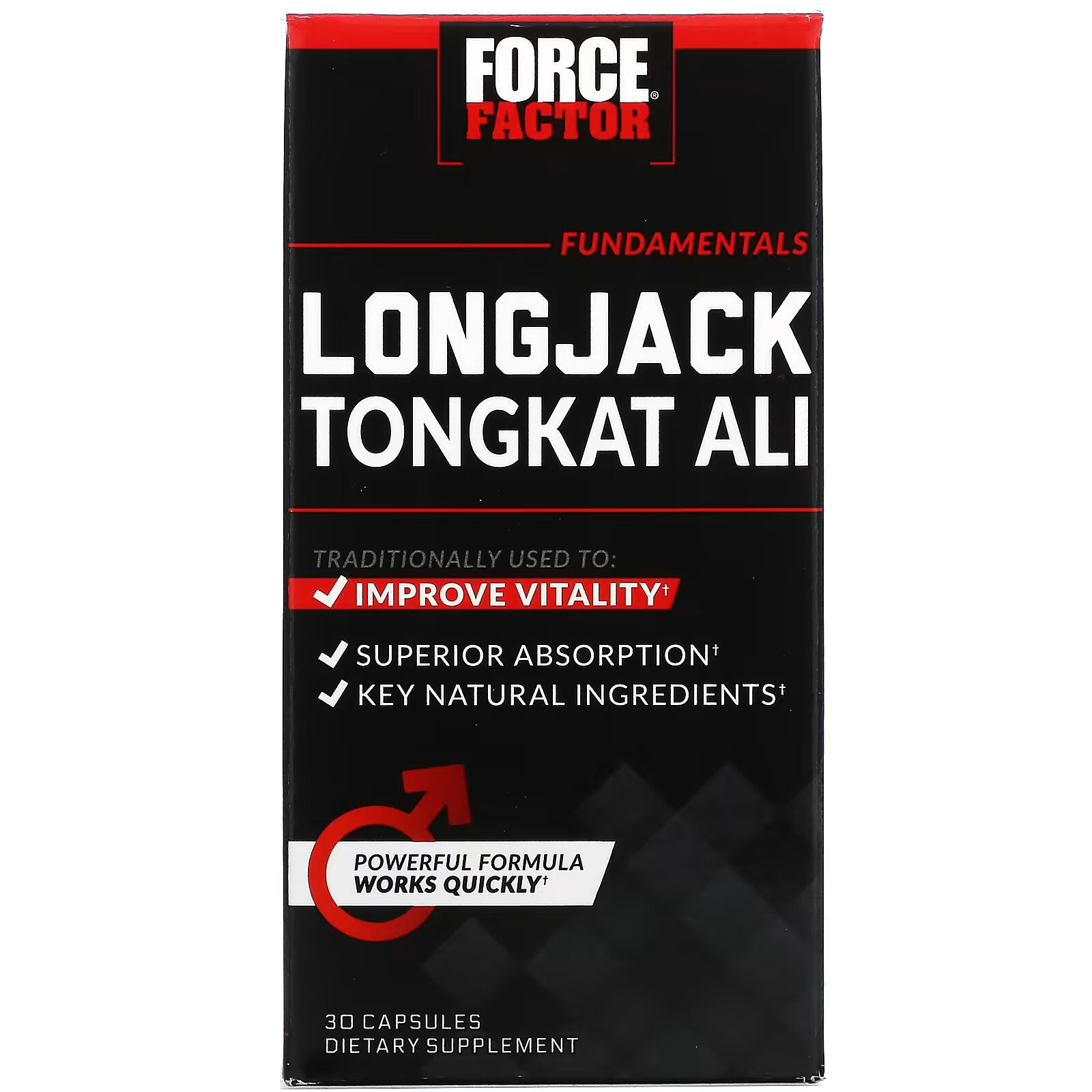 

Force Factor, Longjack Tongkat Ali, эврикома длиннолистная, 500 мг, 30 капсул