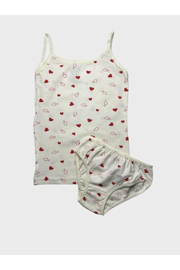 Детский комплект нижнего белья для девочек с принтом Heart Elmas Kids, White
