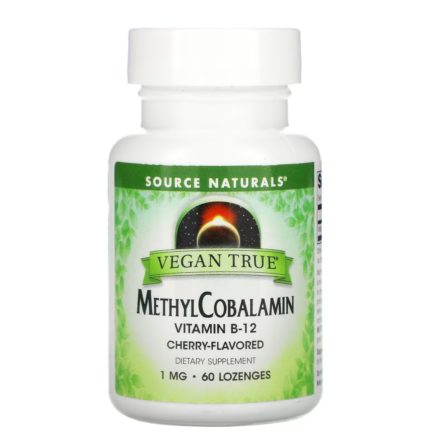 

Source Naturals Vegan True метилкобаламин и витамин B12 вишня 1 мг, 60 пастилок